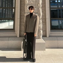 제스토 남자 미니멀 브라운 체크 크롭 블레이져 봄 숏 자켓 블레이저 하운드 투스 오버사이즈 헤링본 마이