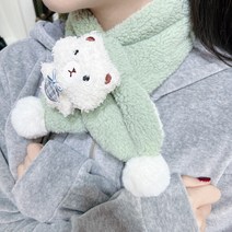 pkpj 투톤 후리스 부클 테디 페이크 퍼 머플러
