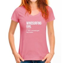 서핑 바디 보드 신제품 Windsurfing Girl 라운드넥 반팔 티셔츠 여성용 재미 있는 윈드서핑 보드 코튼 상, 09 WoMen Deep pink_09 4XL