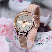 올리비아버튼 여성 3D BEE 로즈골드빛 메쉬 손목시계