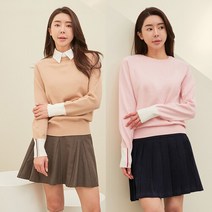 제이투제이 여성골프웨어 밑단 단추포인트 라운드 골프니트