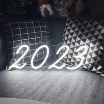 네온간판 LED 네온 사인 벽걸이 방 장식 2023 숫자 조명 재미있는 홈 스토어 게임방 벽 선물, 01 40X14.5 CM_10 orange