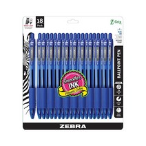 Zebra Pen Z 그립 접이식 볼펜 M 포인트 1.0mm 블랙 잉크 18피스 22218, Blue
