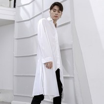 남성 긴팔 셔츠 데 일리 슬 림 셔츠 롱 코트 봄 여름 빅 사이즈 무릎 길이 공연 무대 진행