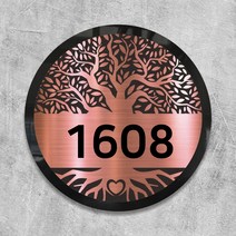 카시드 ROTREE 로마크 호실판 호수판 각인 음각 입체 숫자판 호실표시 호실번호 호수번호 룸넘버 방번호 방문번호 도어사인 아파트 현관문 빌라 원룸 오피스텔 모텔 간판 표지판 명판, 로즈골드(적동), 입체숫자로 제작