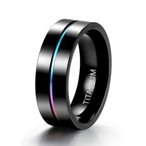 커플링 Tigrade 5mm 7mm 9mm 남자 블랙 반지 티타늄 여성 웨딩 밴드 레인보우 얇은 그루브 커플 Bague Homm