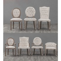 프렌치 린넨 쉐비 앤틱 식탁의자 감성 빈티지 인테리어 의자, 옵션1