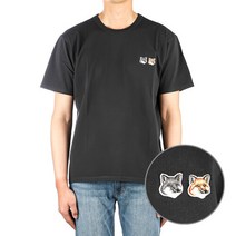 MAISON KITSUNE 명품메종키츠네 23SS BU00103KJ0008 ANTHRACITE 남녀공용 더블 폭스 반팔 티셔츠