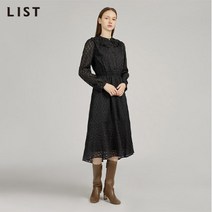 LIST_02 [리스트 신상] 도트프린트 러플 카라 원피스_TWWOPL70070_BK