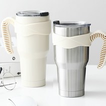 1+1 이중 진공 스텐 텀블러 900ml 2p세트, 아이보리+실버