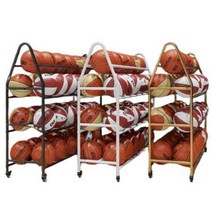 농구공 이동식 랙 거치대 학교 볼 수납함 철제 잠금, 화이트 2열 3단 139x38x112cm