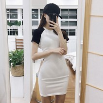 여성 미니원피스 2컬러 1P 나그랑 반팔 딱붙는 원피스