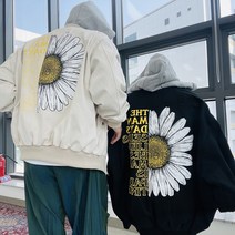 봄 데일리 스트릿 유니크 데이지 면 오버핏 후드항공점퍼