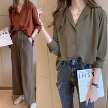 S M L XL 2XL 부드러운 찰랑 쉬폰 루즈핏 셔츠블라우스 드레이프블라우스