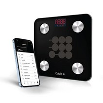 미국직배송 CUBITT 스마트 디지털 체중계 13가지 체성분 분석기 BMI 근육량 체지방 체중계 스마트폰 앱 블루투스 동기화, Black