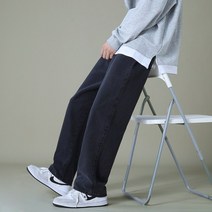 남자 와일드청바지 스트리트 가을 데님 와이드 레그 스타일 스트레이트 라이트 블루 헐렁한