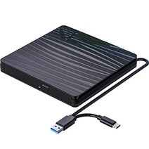 QDSYLQ 외장형 DVD 드라이브 USB 3.0 및 Type-C 휴대용 CD DVD +/-RW 버너 광학 드라이브 DVD 드라이브 외장형 노트북 PC 데스크탑 MacBook iMac Windows 11/10/8/7/XP/Linux/MacOS -10901, 검은색