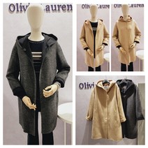 올리비아로렌 내추럴한 헤링본 핸드메이드 후드 양모 코트 nc청주점 vopeawwa121
