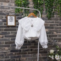 퐁당 / 펀칭 꽃자수 물결 빅카라 블라우스