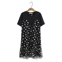 M-4XL 블랙 데이지 쉬폰원피스 플라워 페이크 탑 미디원피스 여름 데이트룩 여친룩 코디
