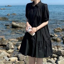 세컨핑크 발랄 퍼프 루즈핏 캉캉 미니 원피스