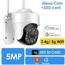 감시카메라 cctv 베이비 캠 MP 투야 와이파이 IP 카메라 실외 G 무선 비디오 감시 알렉사 구글 홈 보안 CCTV 스마트 라이프 앱 보호, Alexa Camera x32G_CHINA | EU 플
