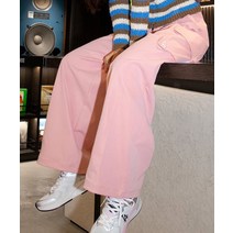 (정품)MLB 엠엘비 여성 베이직 미디움로고 코튼 와이드 카고 팬츠 (Peach)