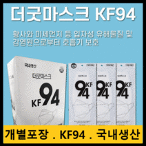KF94 대형 마스크 더굿 개별포장 50매 / 약국마스크 편의점마스크 야외활동 운동할때 일회용마스크 덴탈 비말차단 KF80 KFAD 재채기마스크