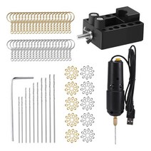 GHSHOP 휴대용 미니 전기 드릴 폴리머 에폭시 수지 공예용 보석 도구 USB 드릴, 부품 포함, 10x2.5cm, 플라스틱 및 금속