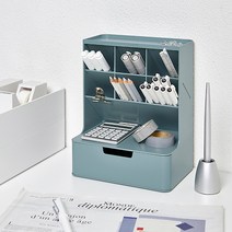 제이미로프트 데스크 정리함 데스크탑홀더 화장대정리함 화장소품정리대 연필꽂이, 하이브 데스크오거나이져, 코발트그린