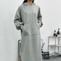 셀러허브(잡화) 여자 후드 사선 빅포켓 집앞룩 롱 트임 원피스