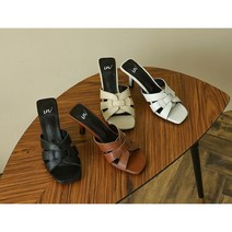 양가죽 꼬임 스트랩 뮬슬리퍼 7cm - 4col