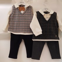 아가방 동아수성 * 백일 돌 남아 겨울 조끼 정장 상하복 세트 네이비 브라운 #리오크리조끼배색상하