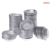 250pcs 일회용 알루미늄 호 일 베이킹 계란 타트 팬 컵 케 잌은 케이스 접시 금형 틴, 01 Silver