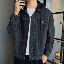 비아츠 후드탈부착 블랙진 자켓 연청 데님자켓 봄자켓