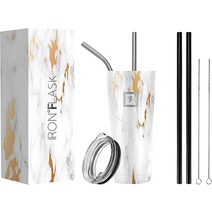 IRON °FLASK 클래식 텀블러 - 946.4ml(32온스) 진공 단열 스테인리스 스틸 핫 콜드 이중 벽 보온 여행용 머그 워터 메탈 캔틴 윈터 화이트 184541, 32 Oz, Calacatta, Calacatta