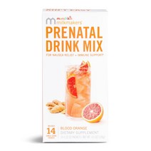 입덧 및 메스꺼움 완화를 위한 Munchkin Milkmakers 산전 음료 믹스 지원 블러드 오렌지 14팩 철분 보충제 쿠키 바이트 초콜릿 칩 6팩, [01] 음료 믹스