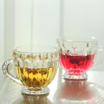 세련된 200ml 유리 허브티잔 투명 찻잔 예쁜컵 에이드, 블로우 유리잔 200ml