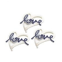 영화사 love 흰색 하트 자수 와펜 세트, 1세트, 화이트