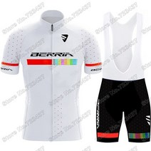 라이딩복 자전거의류 Maillot BERRIA 사이클링 의류 화이트 저지 세트 남성 레이스 도로 자전거 셔츠 정장 번호판 반바지 M Ropa Ciclismo