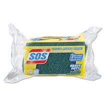 에스오에스 듀러블 & 롱 래스팅 헤비 듀티 엑스트라 씩 스크러버 스펀지 수세미 114 x 63 x 22mm, 1개, 3개입