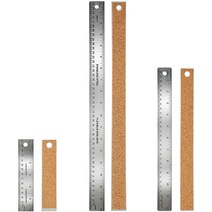 3피스 스테인리스 스틸 코르크 뒷면 금속 눈금자 코르크 뒷면이 있는 미끄럼 방지 스트레이트 엣지 학생, 한개옵션0