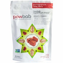 Powbab Baobab Superfruit Chews - 750mg Raw Baobab Powder Organic. Immune Superfood Supplement 100％ Antioxidants for Cold Season Vitamin C. Acai Berry