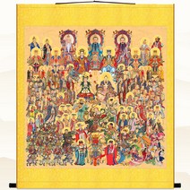 석가모니 불교 법당 사찰그림 선녀 초상화 풍수 무속용품 탱화 아미타불 프레임 인테리어, F완제품 너비 110 높이 140 하트 100x100, 황금색 표구, 두루마리 걸이+금봉투