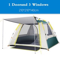 원터치 텐트 하이킹을위한 5-8 인 두꺼운 자동 유압 퀵 오픈 해변 여행 방수 방수포, 210x210x140cm