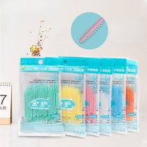 100 개/가방 더블 헤드 치실 치간 이쑤시개 브러시 치아 스틱 구강 케어, 02 pink 100 pcs