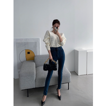 하이웨이스트 투버튼 포켓 슬림 기모 스키니진