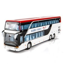 버스모형 다이캐스트 초합금 전기 버스 뜨거운 판매 1:32 합금 풀백 모델 높은 모조 이중 관광 플래시 장난감 차량, c