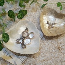 자개 하트 트레이 조개 악세사리 차키 보관함, 화이트