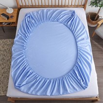 라지킹침대 탄성 밴드가 있는 100% 면 장착 침대 시트 단색 안티-슬립 조절 가능한 매트리스 커버 싱글 더블 킹 퀸 베드, [05] 140x200x15cm, [03] Blue